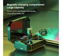 LIYJTK Auriculares BT 5.0 Auriculares inalámbricos Verdaderos Cancelación de Ruido Control táctil IPX7 Auriculares Invisibles Auriculares Deportivos con Pantalla Digital LED Estuche de (Negro y Rojo)