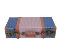 LIYJTK Blue Roseate Decorative Suitcase Storage Box Woven Pattern PU Leather Composite Wood Vintage Trunk Organizer for Home Decor Photography Props 2284g (S)