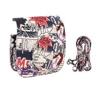 LIYJTK Bolsa de Almacenamiento Protectora para cámara de Cuero PU Estilo cómic para Fuji Mini 8 9 con diseño de Solapa de botón aplicable para Viajes
