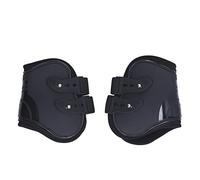 LIYJTK Botas de tendón de Caballo Carcasa de PU Ajustable para Deportes de Carreras de Caballos (Patas traseras Negras Grandes)
