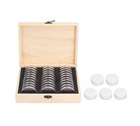 LIYJTK Caja retro conmemorativa de protección de monedas Caja de recolección de almacenamiento de la oficina de la oficina en el hogar Madera 30 cuadrícula