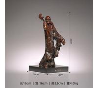 LIYJTK Estatua de escultura de Arhat de arte budista, talla de raíz de latón para decoración de salón de Buda (9)