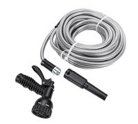 LIYJTK Expandable Stainless Steel Garden Hose with Spray Nozzle Flexible Water Hose for Watering Plants Lawn Car Cleaning Outdoor Use (Tontería)