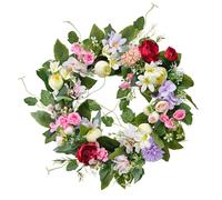 LIYJTK Fadeproof Artificial Flower Wreath Spring Wreath with Eucalyptus Leaves for Front Door Entryway Wall Home Decor 40cm Plastic Wreath for Thanksgiving Autumn