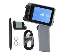 LIYJTK Handheld Inkjet Printer Gun Portable Small HD LED 4.3in Touch Screen 12.7mm Silver with 42ml Black Cartridge for Barcode QR Code Printing on Wood Paper Plastic Leather for Home Off