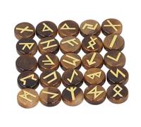 LIYJTK Juego de 25 Piedras Redondas de runas grabadas, meditación y Yoga (Ojo de Tigre Amarillo)