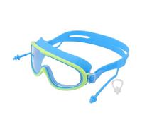 LIYJTK Kids Swimming Goggles Adjustable Strap Children’s Goggles Large Frame Non Fog HD Swim Supplies with Nose Clip (Azul claro)