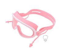 LIYJTK Kids Swimming Goggles Adjustable Strap Children’s Goggles Large Frame Non Fog HD Swim Supplies with Nose Clip (Rosa)