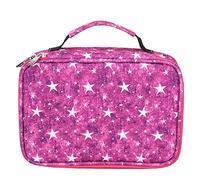 LIYJTK Large Capacity Pencil Case Holder Pouch Multifunctional Organizer for Students Artists School Office Blue Green Red 72 Hole Multi Layer Zipper Bag ((Red Five-Pointed Star))