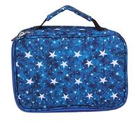 LIYJTK Large Capacity Pencil Case Holder Pouch Multifunctional Organizer for Students Artists School Office Blue Green Red 72 Hole Multi Layer Zipper Bag (（Blue Five-Pointed Star)