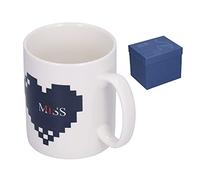 LIYJTK Patrón de amor de color Patrón de cerámica Taza de leche de cerámica Taza exquisita de inducción térmica pintada a mano para la oficina en casa