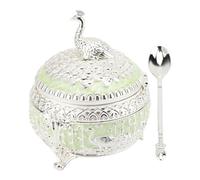 LIYJTK Patrón de pavo real elegante frasco de caramelo decoración exquisita mesa de comedor de cocina (Verde plateado)