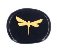 LIYJTK Piedra de Equilibrio calmante Tallada en libélula de Color Dorado de Worry Stone para relajar la Piedra de Palma (Obsidiana)