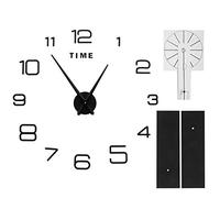 LIYJTK Reloj de Pared DIY ACR í Lico sin Marco Superficie de Espejo Pegatina de pa (Negra)
