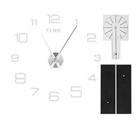 LIYJTK Reloj de Pared DIY ACR í Lico sin Marco Superficie de Espejo Pegatina de pa (Plata)