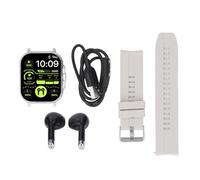 LIYJTK Reloj Inteligente 2 en 1 con Auriculares, Pantalla táctil HD, Llamada Bluetooth, rastreador de Ejercicios, Reloj Deportivo para iOS y Android (Plata)