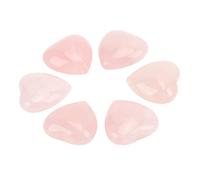 LIYJTK Rose Quartz Heart Stone Alivia la ansiedad Balance de la energía Material exquisito Durable Durable Quartz Corazón Piedra 6 PCS
