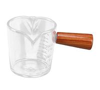 LIYJTK TAZA DE LECHE DE DOBLE CAÑO CON TAZA MEDIDORA DE CAFÉ DE VIDRIO CON MANGO DE MADERA PARA LA COCINA CASERA (Mango de madera 02 taza de fondo grueso con doble)