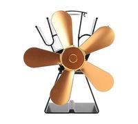 LIYJTK Ventilador de estufa energética de 5 cuchillas de chimenea para estufas de madera y estufas de queroseno de aluminio liviano (Oro)