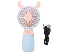 LIYJTK Ventilador de mano estilo oreja de ciervo carga USB dibujos animados Mini ventilador portátil hogar viaje Oficina (rosa azul)