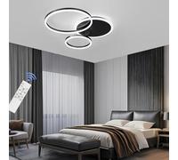 LIYYANG Lámpara Sala de estar techo LED regulable luz de techo con control remoto lámpara techo moderna dormitorio diseño creativo en pantalla de acrílico comedor oficina cocin (Negro, 2+ 1 lámpara)