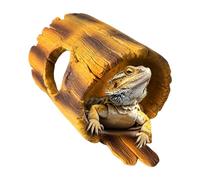 Lizard House, Terrarium Bearded Dragon Cave, Tree Texture Climbing Hideouts, Decorative Basking Spot, Resin Material, Perfect for Spiders Snakes Turtles Crabs Indoor Tank, 21x13x11cm Brown