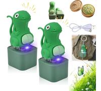 Lizard Keychain, Lizard Button, Lizards Fidget Toy, Light Up Animal Keychain Toy - Rechargeable LED Color Changing Sound Button, Portable Stress Reliever for Anxiety & Sensory Fun (2pcs)
