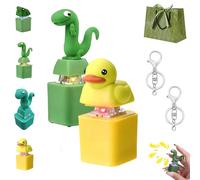 Lizard Keychain Sound, 2026 New Lizard Button Keychain, Rechargeable Quacking Duck Fidget Toys, Keyring Anxiety Stress Relief Toy with Sound Lights for Office Travel Use (L)
