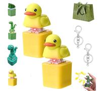 Lizard Keychain Sound, 2026 New Lizard Button Keychain, Rechargeable Quacking Duck Fidget Toys, Keyring Anxiety Stress Relief Toy with Sound Lights for Office Travel Use (H)