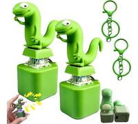 Lizard Keychain Sound Fidget Toy, Light Up Keyboard Clicker with Quacking Sound, Portable Stress Relief Lizard Button for Adults Kids, Funny Sensory Keyring Gift for ADHD Anxiety Office Desk (2Pcs)