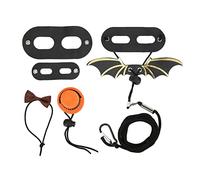 Lizard Leash Harness Set with Hat Bowtie | Adjustable Reptile Leash for Small Pets | Cute Festive Costume for Geckos, Chameleons, Iguana | 3 Size Options, Felt & Leather (Gorro Naranja + Corbata café