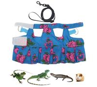 Lizard Walking Set - Chaleco para mascotas, arnés ligero y ajustable, transportador anfibio para ratones, hámsteres, camaleones, accesorios al aire libre para control de reptiles y uso seguro