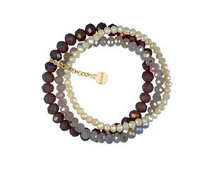 Lizas Pulsera con cordón de tres filas con diferentes perlas y en muchos colores, Mittelgroße, Sintético, No es una piedra preciosa