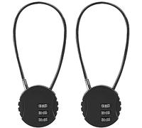 Lizbin 2 Pack Serrure à Combinaison Cadenas Étanche Extérieur à 3 Chiffres, Serrure De Casier Serrure de Gymnastique, Mini Cadenas à Combinaison De Câbles Métalliques, Serrure de Porte à Code (Noir) Y