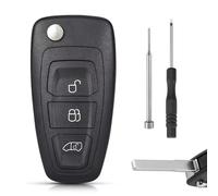 Lizbn Funda de repuesto para llave de mando a distancia de 3 botones para Ford Transit 2014-2016 Transit Custom 2012-2016 Transit Ford 2016-2020 Ford Tourneo 2016-2020 con hoja sin cortar