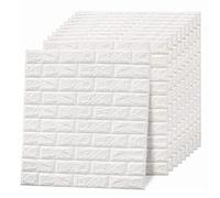 LIZEALUCKY 10 Paneles De Pared 3D, Autoadhesivos, De Ladrillo Blanco Imprimible, Papel Tapiz 3D, Espuma Impermeable, Paneles De Ladrillo Falso para Baño, Cocina, Dormitorio, Chimenea