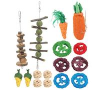 LIZEALUCKY Conejos, Juguetes para Masticar, Cuerda de Bolas de Hierba, Bola de ratán, Esponja Vegetal, Zanahoria para hámsteres, Chinchillas, Conejillos de Indias, rechinar los Dientes