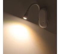 LIZEALUCKY Luz de lectura de libros LED recargable por USB, 3 niveles de brillo ajustable, luz de conducción al aire libre, luz conveniente junto a la cama para leer, pintar, viajar (Blanco)