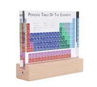 LIZEALUCKY Periodic Table Desktop Decoration, Colored Letters Acrylic Periodic Table of Chemistry Elements Display with Wood Stand and Light