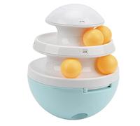 LIZEALUCKY Plataforma giratoria para Gatos, Dispositivo de Fuga Ajustable, Bola de Comida con Fugas para Gatos y Perros (Azul)