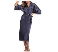 LIZHAYG Bata Saten Mujer Bata de rayón de Seda Negra for Mujer, lencería Larga Sexy, Ropa de Dormir, Kimono Yukata, camisón, Tallas Grandes SML XL XXL XXXL(Gold,XXXL)
