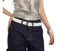 LIZHAYG CinturóN Con Remaches Cinturón rojo con estampado de mariposas de estilo étnico retro for mujer, versátil, con decoración for vaqueros.(WHITE)