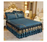LIZHAYG Cubre canape Colcha de Lujo en la Cama Casa de Cama de Boda Casa de Encaje Funda Manta de Tela King Rey tamaño de Cama Falda con Almohadas (Color : Lake Blue, Size : 3pcs 150x200cm)