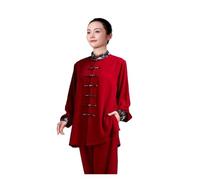 LIZHAYG Kimono Jiu Jitsu Ropa tradicional for hombres y mujeres adultos, uniforme de tai chi y kung fu, ropa informal for practicar artes marciales.(Red,XL)