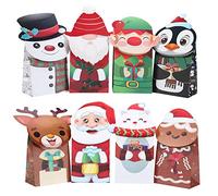 LIZHOUMIL 24 bolsas de regalo de Navidad, bolsas de papel con 8 diseños diferentes, bolsas de regalo de Navidad para fiestas, pasteles, cupcakes, galletas, brownies, donas