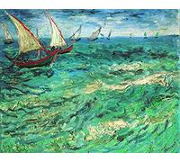 liziciti Kit de Arte de Pintura de Diamantes 5D para Adultos, Taladros Completos Obras Maestras de Van Gogh Bordado de Punto de Cruz con Rhinestones 30x40cm (Barcos Pesqueros en el Mar)