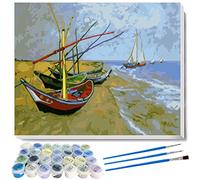 liziciti Kits de pintura por números, serie de obras maestras de Vincent Van Gogh, obras de arte de pintura al óleo para adultos, niños, principiantes, 40 x 50 cm, sin marco (barcos de pesca)
