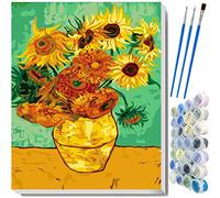 liziciti Kits de pintura por números, serie de obras maestras de Vincent Van Gogh, obras de arte de pintura al óleo para adultos, niños, principiantes, 40 x 50 cm, sin marco (girasoles)
