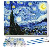 liziciti Kits de pintura por números, serie de obras maestras de Vincent Van Gogh, obras de arte de pintura al óleo para adultos, niños, principiantes, 40 x 50 cm, sin marco (noche estrellada)