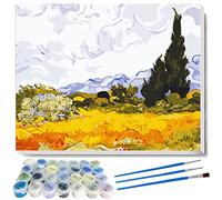 liziciti Kits de pintura por números, serie de obras maestras de Vincent Van Gogh, obras de arte de pintura al óleo para adultos, niños, principiantes, 40 x 50 cm, sin marco (campo de trigo con